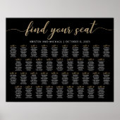 Poster 38 Tableaux Trouvez Votre Siège Noir Plan Du Table (Devant)