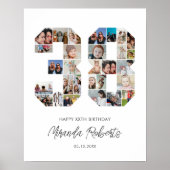 Poster 38e anniversaire Numéro 38 Photo personnalisée Col (Devant)