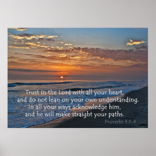 Poster 3:5 de proverbes de coucher du soleil d'océan -