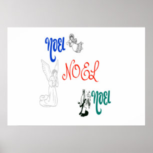 Poster 3 Anges soufflant trompette prier Noel