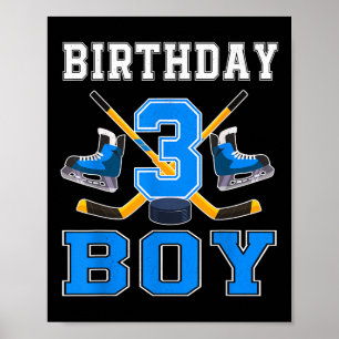 Poster 3 ans Anniversaire Garçon Hockey sur glace 3ème Pa