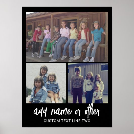 Poster 3 Collage photo avec texte de script - noir blanc (Devant)