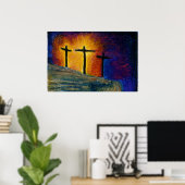 Poster 3 croix "Aujourd'hui vous serez avec moi au Paradi (Bureau à domicile)