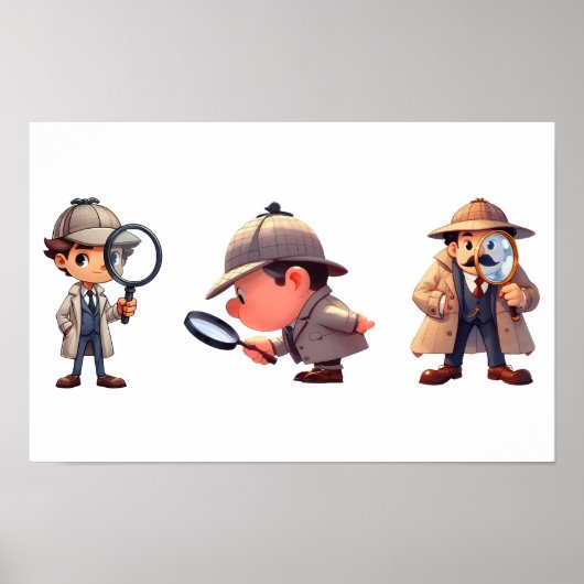 Poster 3 détectives privés à la recherche d'indices (Devant)