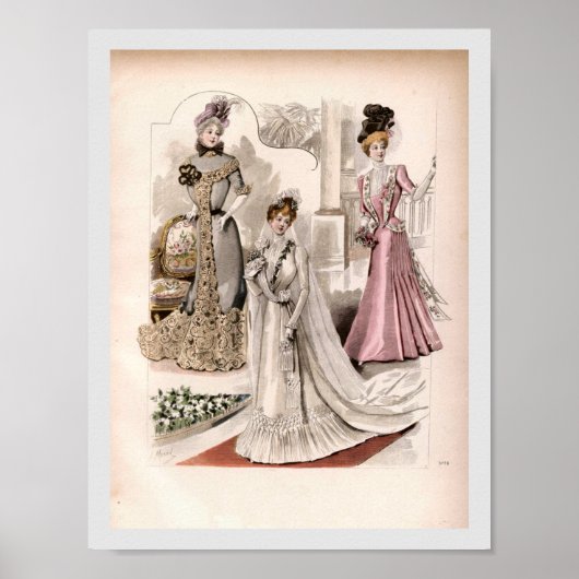 Poster 3 Edwardian Dames Fowns Mode Vintage (Devant)