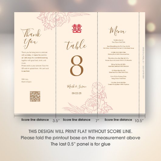 Poster 3 en 1 Numéro de table, Menu et Merci Note Signale