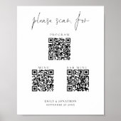 Poster 3 en Un Codes QR Bar Menu Programme Script Mariage (Devant)