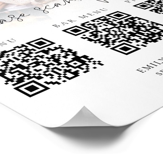 Poster 3 en un Qr Code Menu Barre Programme Mariage photo (Coin)