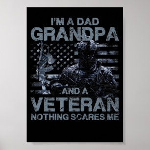 Poster 3 Grand-père Vétéran Bleu Navy Céruléen Gris coule