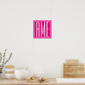 Poster 3 Initiales Monogramme | Blanc sur rose chaud (Cuisine)