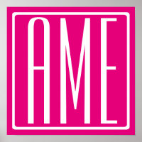 3 Initiales Monogramme | Blanc sur rose chaud