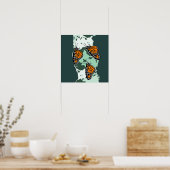 Poster 3 insectes papillons monarques Orange et vert (Cuisine)