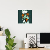 Poster 3 insectes papillons monarques Orange et vert (Bureau à domicile)