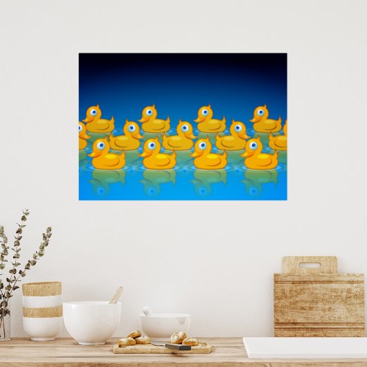 Poster 3 rangées de canards en caoutchouc (Cuisine)