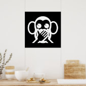 Poster 3 Singes Sages Iwazaru 言 わ ざ Ne る Pas De Mal Emoji (Cuisine)