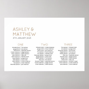 Poster 3 Tables 72 Invités Plan de table de mariage moder