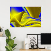 Poster 3D Abstrait en or jaune bleu vert (Bureau à domicile)