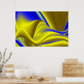 Poster 3D Abstrait en or jaune bleu vert (Cuisine)