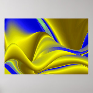 Poster 3D Abstrait en or jaune bleu vert