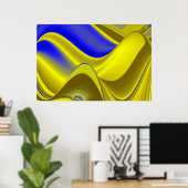 Poster 3D Abstrait en or jaune bleu vert (Bureau à domicile)