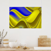 Poster 3D Abstrait en or jaune bleu vert (Cuisine)