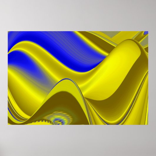 Poster 3D Abstrait en or jaune bleu vert (Devant)