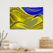 Poster 3D Abstrait en or jaune bleu vert (Cuisine)