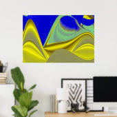 Poster 3D Abstrait en or jaune bleu vert (Bureau à domicile)