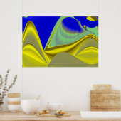 Poster 3D Abstrait en or jaune bleu vert (Cuisine)