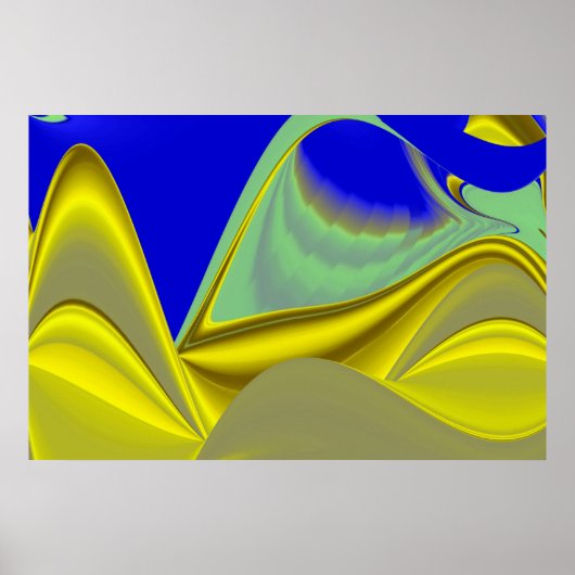 Poster 3D Abstrait en or jaune bleu vert (Devant)