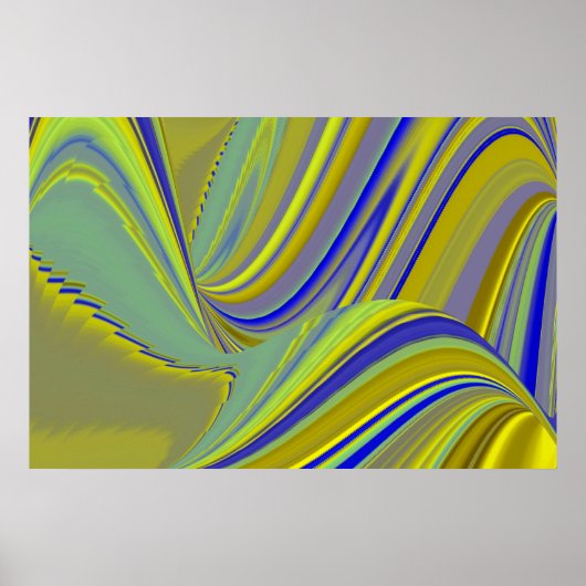 Poster 3D Abstrait en or jaune bleu vert (Devant)
