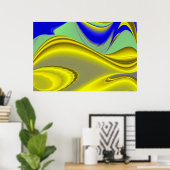Poster 3D Abstrait en or jaune bleu vert (Bureau à domicile)