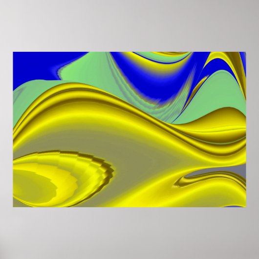 Poster 3D Abstrait en or jaune bleu vert (Devant)