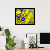 Poster 3D Abstrait en or jaune bleu vert (Bureau à domicile)