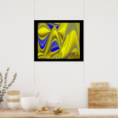 Poster 3D Abstrait en or jaune bleu vert (Cuisine)