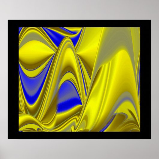 Poster 3D Abstrait en or jaune bleu vert (Devant)