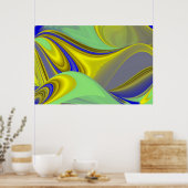 Poster 3D Abstrait en or jaune bleu vert (Cuisine)