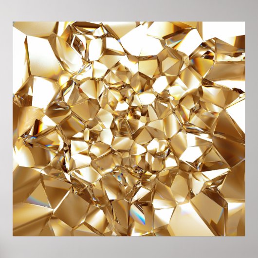 Poster 3D abstraite texture or cristal. (Devant)