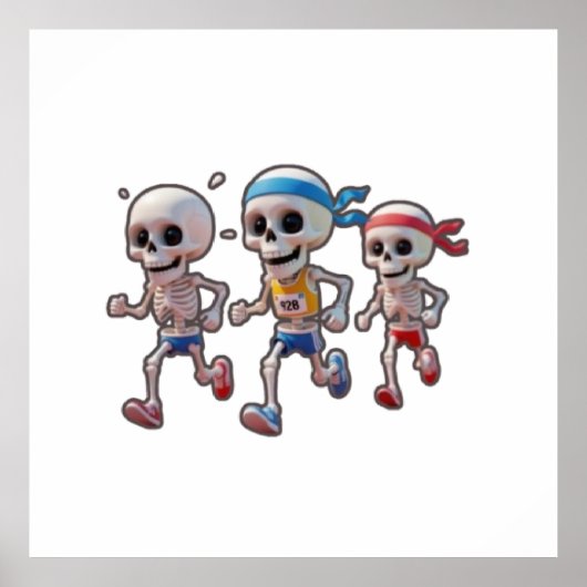 Poster “3D Cartoon Skeleton Race • Funny Running Skeleton (Devant)