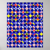 Poster 3D Effect Checkered Nautical Flag tiles Decor (Devant)