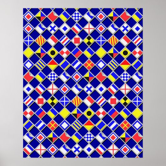 Poster 3D Effect Checkered Nautical Flag tiles Decor (Devant)