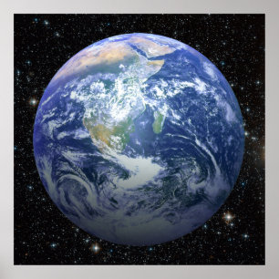 Poster 3D effet - la terre parmi les étoiles