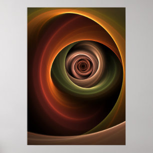 Poster 3D Spiral Abstract Warm Colors Modern Fractal Art