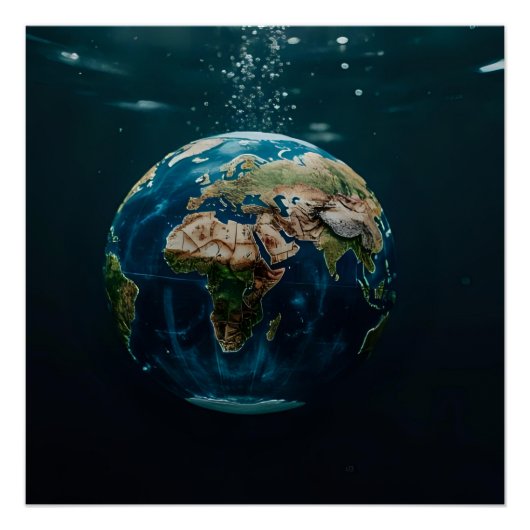 Poster 3D Underwater Globe Art - Terre submergée (Devant)