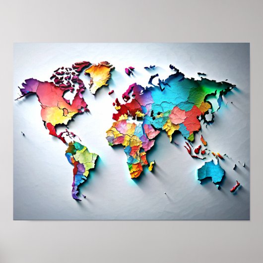 Poster 3D Wall Art Water Color World Map (Devant)