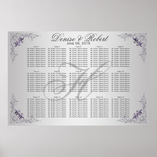 Poster #3Diagramme ornate de fleurs d'argent violet (Devant)