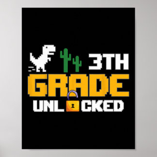 Poster 3e année débloquée dinosaure drôle jeu vidéo Ck à
