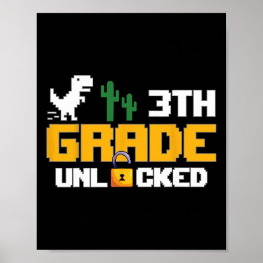 Poster 3e année débloquée dinosaure drôle jeu vidéo Ck à (Devant)