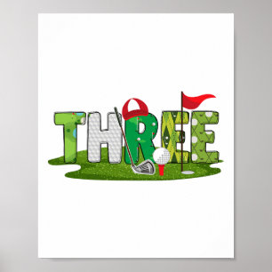 Poster 3e anniversaire Golf Thème 3 ans Enfants Sport Par