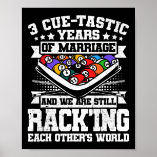 Poster 3e anniversaire Mariage billard de piscine 3 ans m